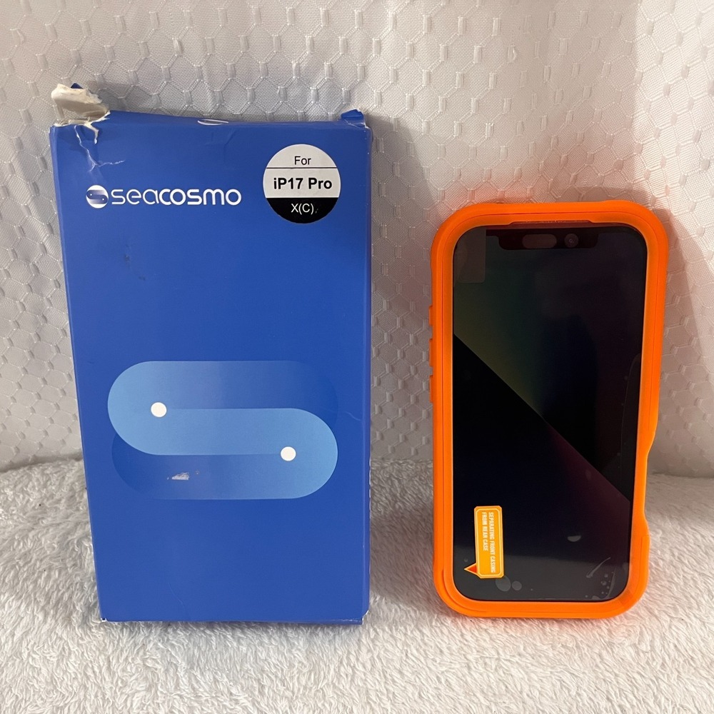 seacosmo iPhone 17 Pro Case Privacy Screen MagSafe Camera Protector Orange